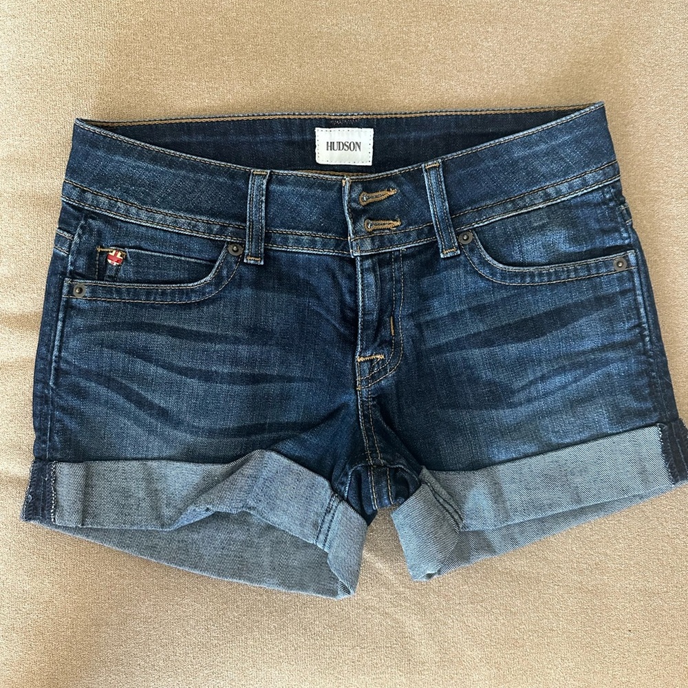Hudson Jeans Women's Dark Blue Cuffed Denim Shorts